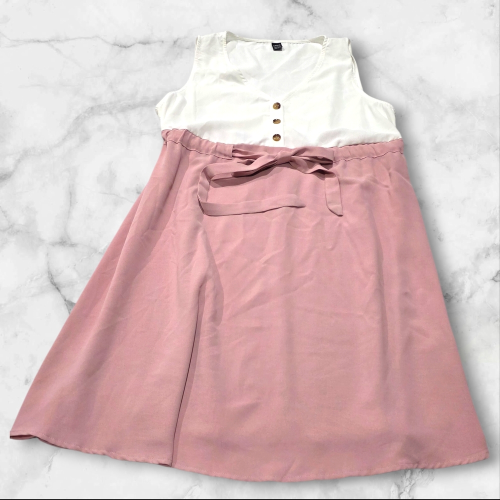 SHEIN Pink and Cream Sleeveless Dress Size XXL A88